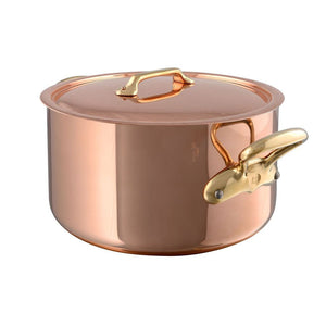 Mauviel 1830 Mauviel M'Heritage 200 B Stewpan With Lid, Brass Handles, 6.1-Qt Mauviel 1830 M'HERITAGE 200 B Stewpan With Lid, Bronze Handles - Mauviel USA