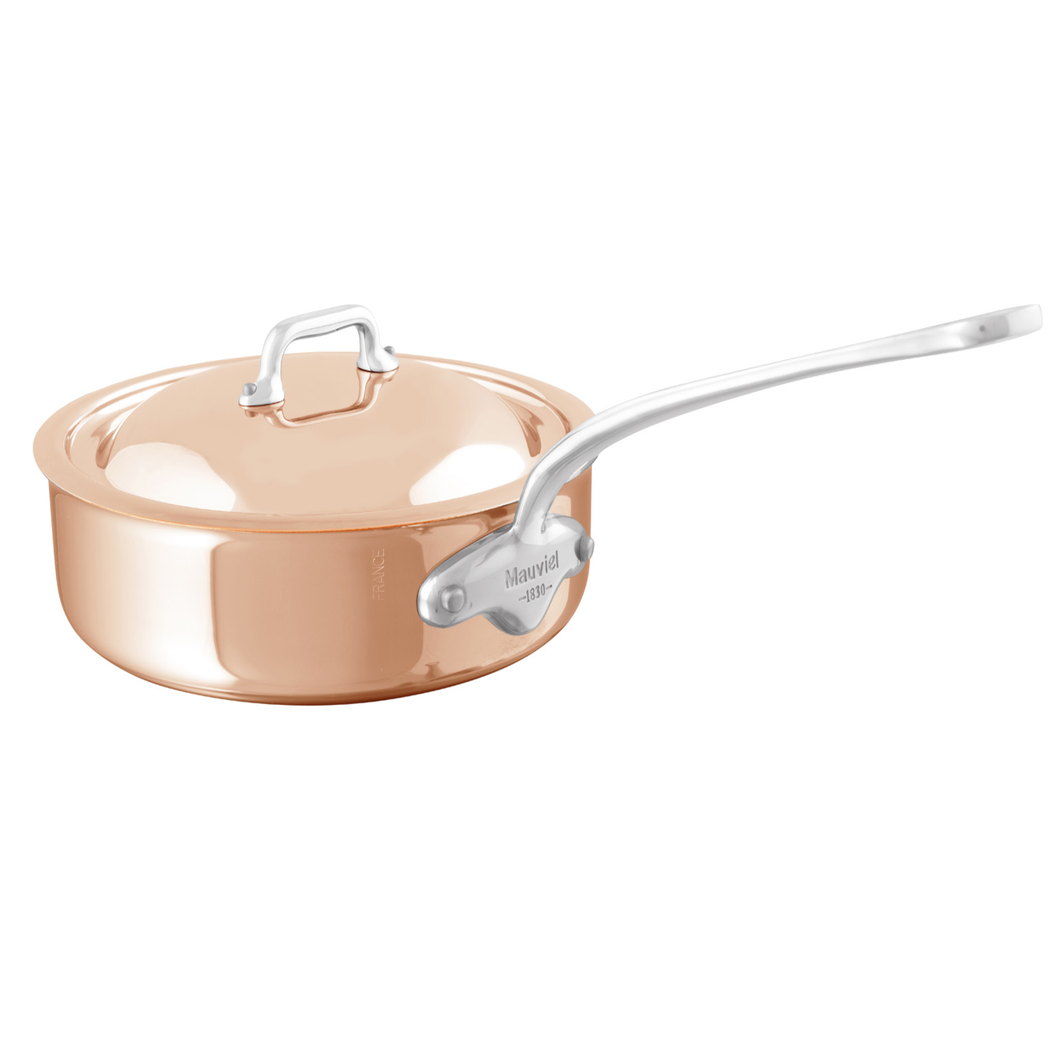 Mauviel 1830 M'6S Saute Pan With Lid, Cast Stainless Steel Handle, 1.8-Qt - Mauviel USA