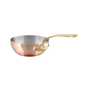 Mauviel 1830 Mauviel M'Heritage 200 B Curved Splayed Saute Pan With Brass Handle, 3.6-Qt Mauviel 1830 M'HERITAGE 200 B Curved Splayed Saute Pan With Bronze Handle - Mauviel USA