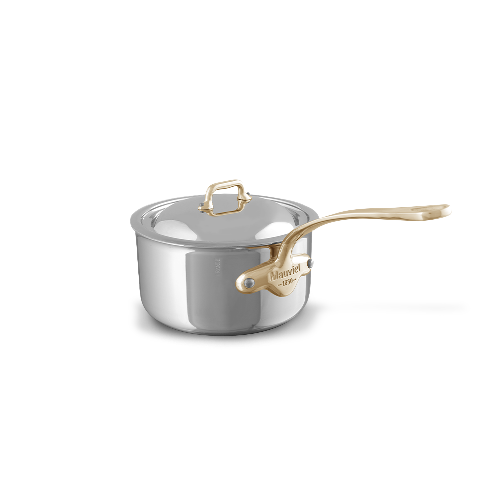 Mauviel 1830 M'COOK BZ Sauce Pan With Lid, Bronze Handles, 3.4-Qt - Mauviel USA