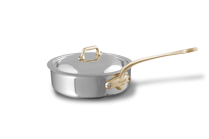 Mauviel 1830 M'COOK BZ 5-Ply Saute Pan With Lid, Bronze Handle, 3.2-qt - Mauviel USA