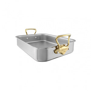 Mauviel 1830 Mauviel M'COOK B 5-Ply Roasting Pan With Brass Handles, 15.7 x 11.8-In M'COOK B Roasting Pan - Mauviel USA