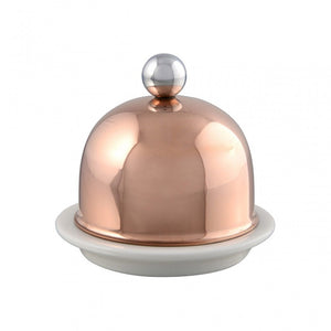 Mauviel 1830 Mauviel M'TRADITION Copper Porcelain Butter Dish With Stainless Steel Knob, 3.5-In M'TRADITION copper porcelain butter dish - Mauviel USA