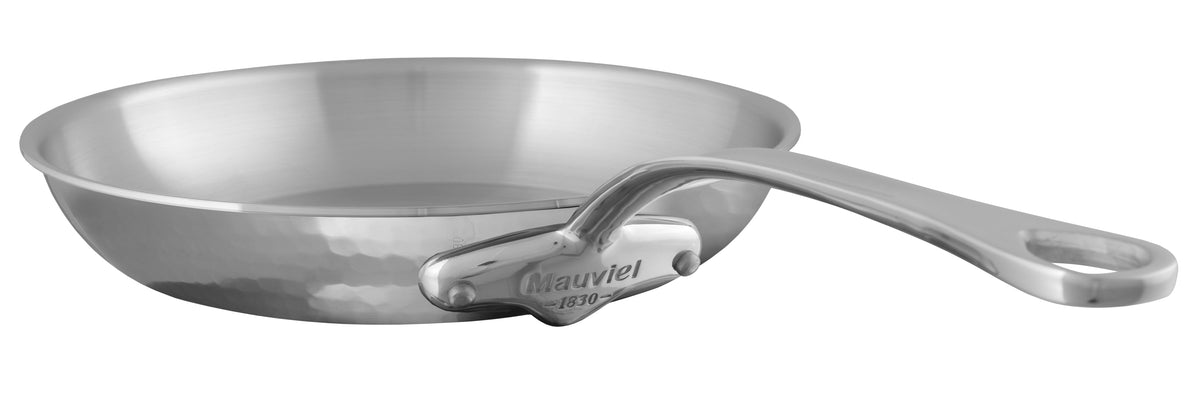 Mauviel M'ELITE Hammered 5-Ply Frying Pan With Cast Stainless Steel Handles, 7.9-In