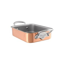 Mauviel Mauviel Copper Roasting Pan With Stainless Steel Handles, 5.5 x 3.9-In M'MINIS copper roaster with stainless steel handle packshot