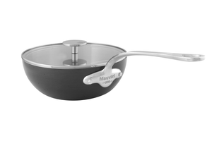 M'Stone3 Curved Splayed Sautepan with glass lid - Mauviel USA