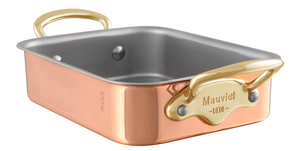 Mauviel 1830 Mauviel M'MINIS Copper Roasting Pan With Brass Handles, 7.1 x 5.5-in M'Minis Roasting Pan 7.1 X 5.5 in - Mauviel USA