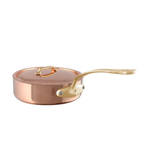 Mauviel Mauviel M'Heritage M'200 B Copper Saute Pan With Lid, Brass Handle, 1.9-Qt Mauviel 1830 M'HERITAGE 200 B Saute Pan With Lid, Bronze Handle - Mauviel USA