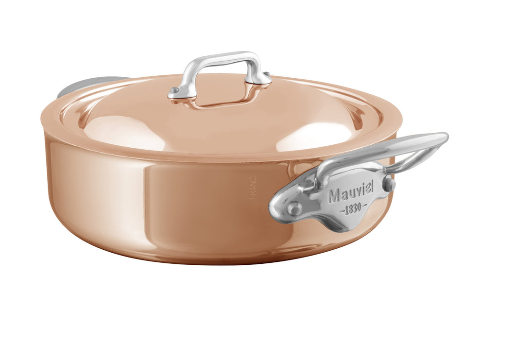 Mauviel 1830 M'6s Rondeau With Lid, Cast Stainless Steel Handles, 3.2-qt - Mauviel USA