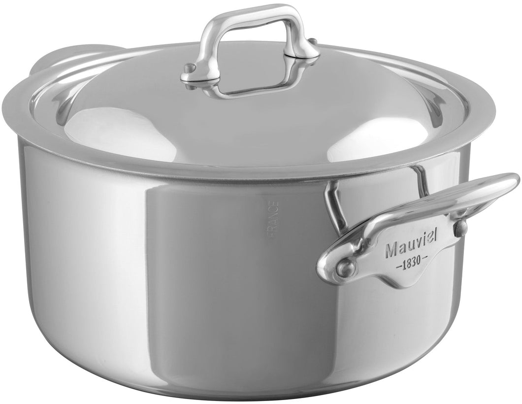 Mauviel 1830 M'COOK 5-Ply Stew Pan With Lid, Cast Stainless Steel Handles - Mauviel USA