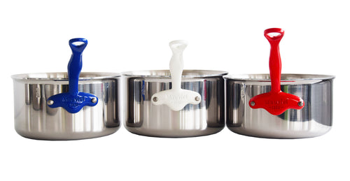 Mauviel1830 x ELYSEE - 3 piece set, Stainless steel Saucepans 6,3/7/8 In - Mauviel USA