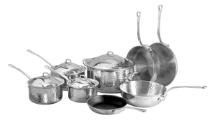 Mauviel 1830 Mauviel M'ELITE Hammered 5-Ply 12-Piece Cookware Set With Cast Stainless Steel Handles M'ELITE - Mauviel USA