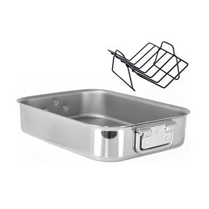 Mauviel 1830 Mauviel M'COOK 5-Ply Roasting Pan With Cast Stainless Steel Handles, 15.7 x 11.8-In Mauviel 1830 M'COOK 5-Ply Roasting Pan With Hanging Handles, 15.7 x 11.8-In - Mauviel USA