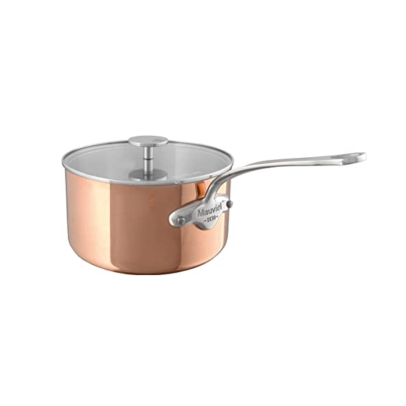 Mauviel 1830 M'3S Tri-Ply Sauce Pan With Lid, Cast Stainless Steel Handle, 2.6-qt - Mauviel USA