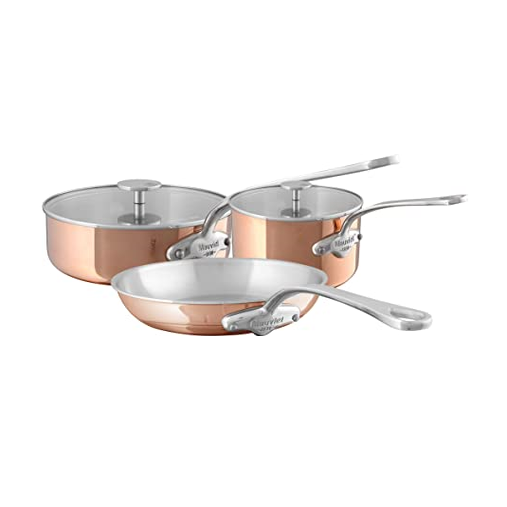 Mauviel M'6 S Induction Copper 3-Piece Sauce Pan Set With Cast Stainle, Mauviel USA