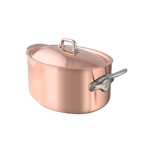 Mauviel 1830 Mauviel M'Heritage 150 S Copper Oval Stewpan With Lid, Cast Stainless Steel Handles, 7.2-Qt M'HERITAGE 150s Oval Cocotte with lid 11.8 In - Mauviel USA