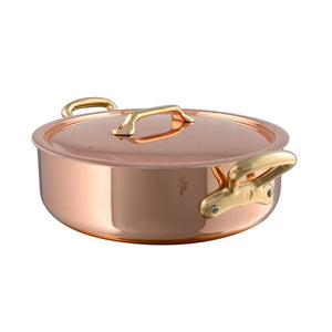 Mauviel 1830 Mauviel M'Heritage 200 B Rondeau With Lid, Brass Handles, 5-Qt Mauviel 1830 M'HERITAGE 200 B Rondeau With Lid, Bronze Handles - Mauviel USA
