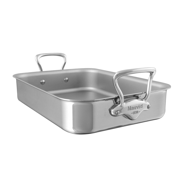 Mauviel Stainless Steel Roasting Pan With Cast Stainless Steel