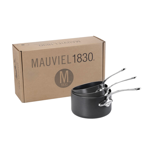 Mauviel 1830 M'STONE 3 3-Piece Saucepan Set With Cast Stainless Steel Handles - Mauviel USA