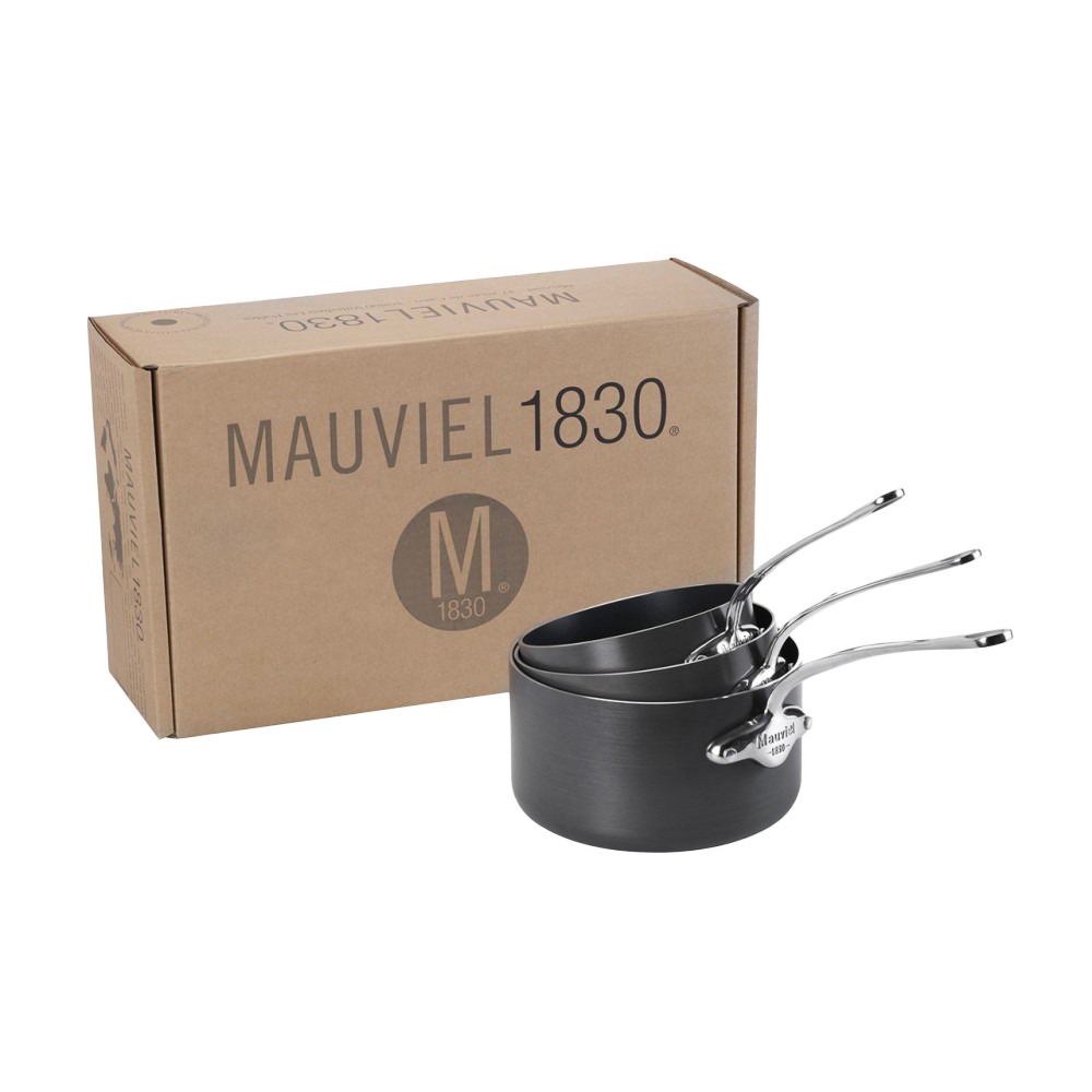 Mauviel 1830 M'STONE 3 3-Piece Saucepan Set With Cast Stainless Steel Handles - Mauviel USA