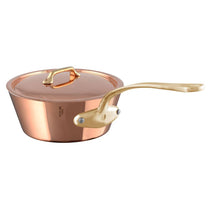 Mauviel Mauviel M'Heritage M'200 B Splayed Saute Pan With Lid, Brass Handle, 3.6-Qt Mauviel 1830 M'HERITAGE 200 B Splayed Saute Pan With Lid, Bronze Handle, 3.6-qt - Mauviel USA